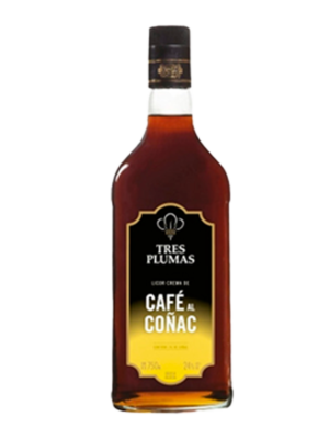 LICOR TRES PLUMAS CAFE AL COÑAC 750 ML.