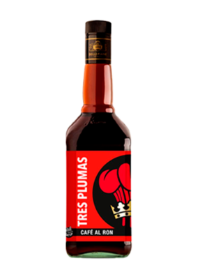 LICOR TRES PLUMAS CAFE.AL RON 750 ML.