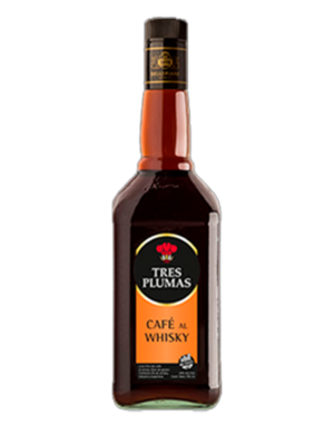 LICOR TRES PLUMAS CAFE AL WHISKY 750 ML.